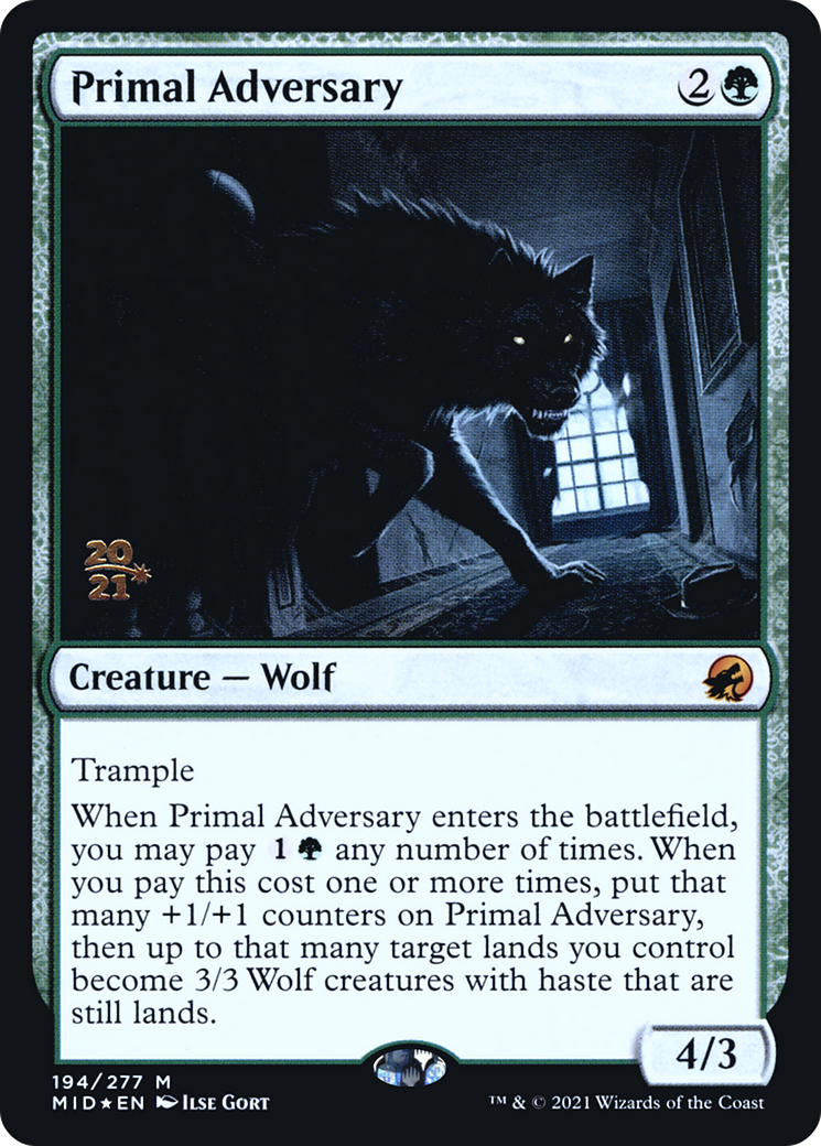 Primal Adversary (PRE-194S) - Innistrad: Midnight Hunt Promos (Prerelease) Foil