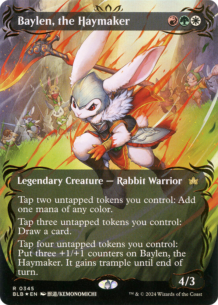 Baylen, the Haymaker  (Borderless)(BLB-345) - Bloomburrow: (Showcase) (Raised Foil) Foil