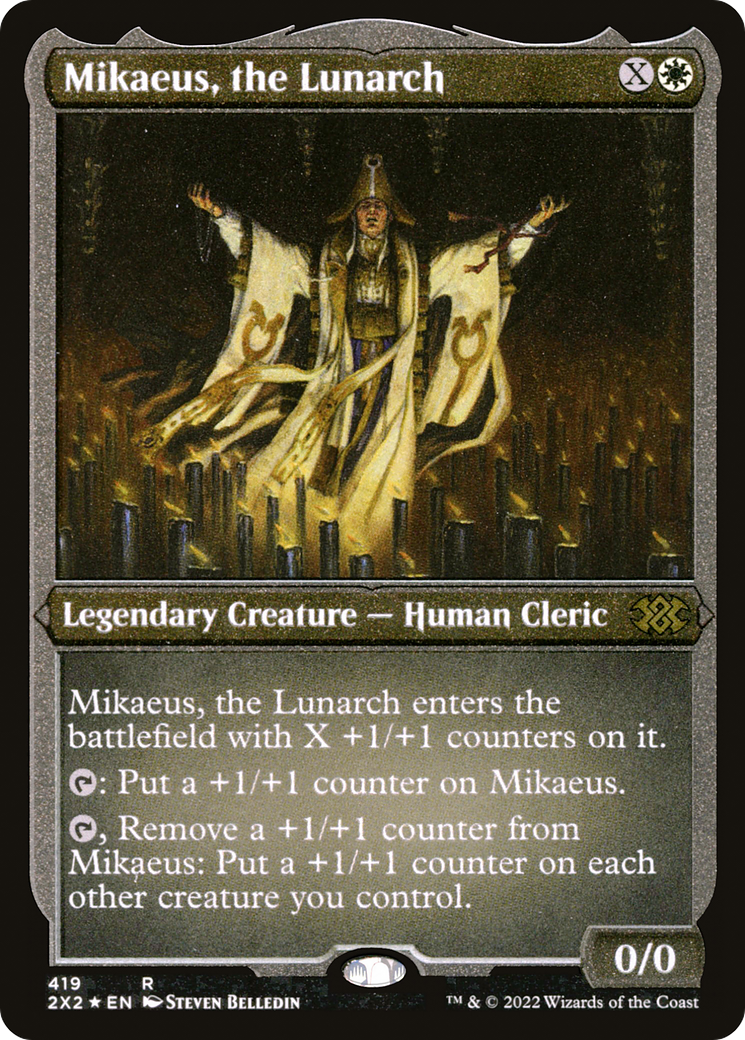 Mikaeus, the Lunarch (2X2-419) - Double Masters 2022 Etched Foil