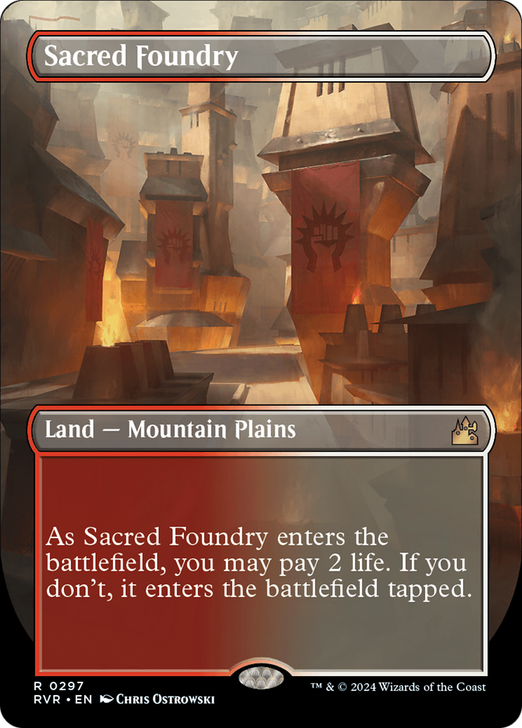 Sacred Foundry (Borderless) (RVR-297) - Ravnica Remastered (Borderless) Foil
