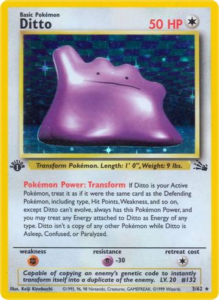 Ditto 003/062 - Fossil 1st Edition Holofoil - Holo Rare