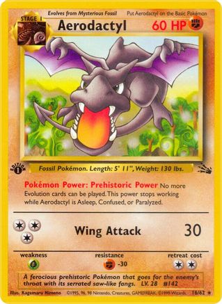 Aerodactyl 016/062 - Fossil 1st Edition - Rare