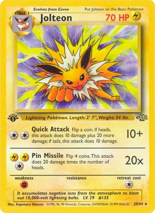 Jolteon 020/064 - Jungle 1st Edition - Rare