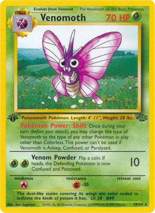 Venomoth 29/64 - Jungle 1st Edition