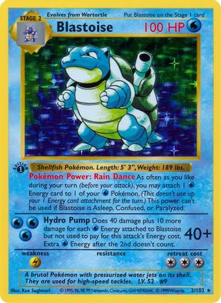 Blastoise 002/102 - Base Set Shadowless 1st Edition Holofoil - Holo Rare
