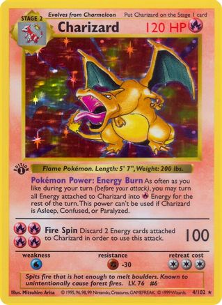 Charizard 004 - Base Set Shadowless Unlimited Holofoil - Holo Rare