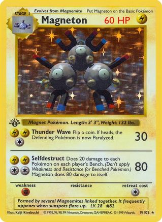 Magneton 009/102 - Base Set Shadowless 1st Edition Holofoil - Holo Rare