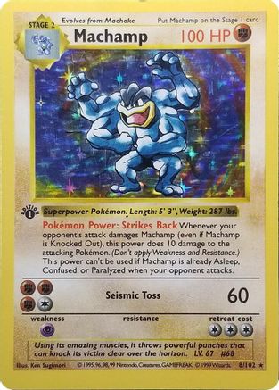 Machamp 008/102 - Deck Exclusives 1st Edition Holofoil - Holo Rare