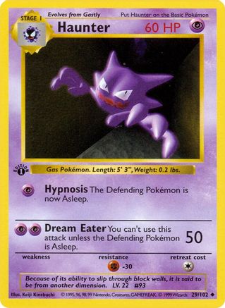 Haunter 029/102 - Base Set Shadowless 1st Edition - Uncommon