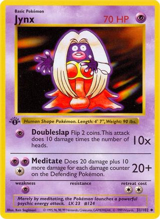 Jynx 031/102 - Base Set Shadowless Unlimited - Uncommon