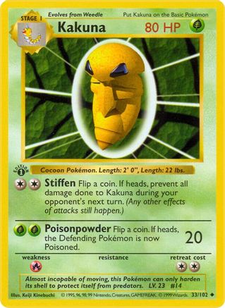 Kakuna 033/102 - Base Set Shadowless 1st Edition - Uncommon