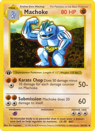 Machoke 034/102 - Base Set Shadowless 1st Edition - Uncommon