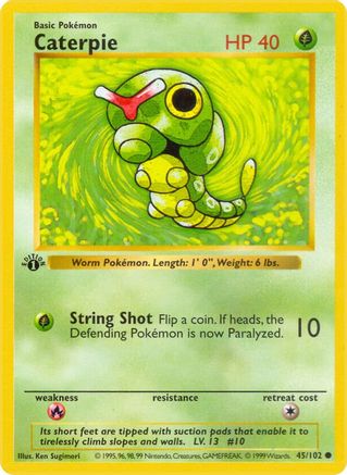 Caterpie 045/102 - Base Set Shadowless 1st Edition - Common