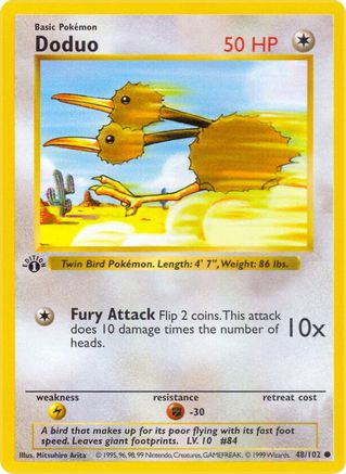 Doduo 048/102 - Base Set Shadowless 1st Edition - Common