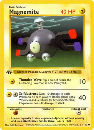 Magnemite 053/102 - Base Set Shadowless 1st Edition - Common