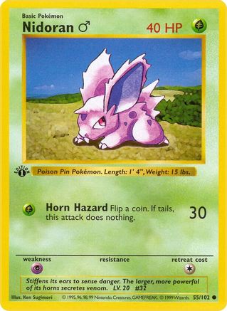 Nidoran M 055/102 - Base Set Shadowless 1st Edition - Common