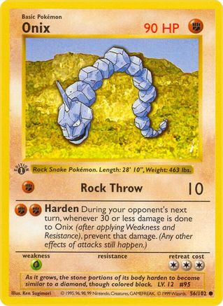 Onix 056/102 - Base Set Shadowless 1st Edition - Common