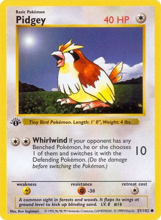 Pidgey 057/102 - Base Set Shadowless 1st Edition - Common