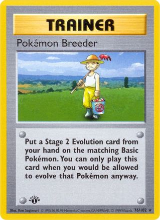 Pokemon Breeder (76/102) - Base Set Shadowless Unlimited - Rare