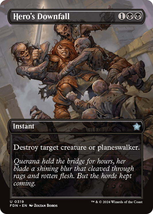 Hero's Downfall (Borderless)  (Borderless)(FDN-319) - Foundations Foil