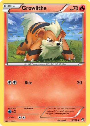 Growlithe 010/122 - XY  BREAKpoint Reverse Holofoil - Common