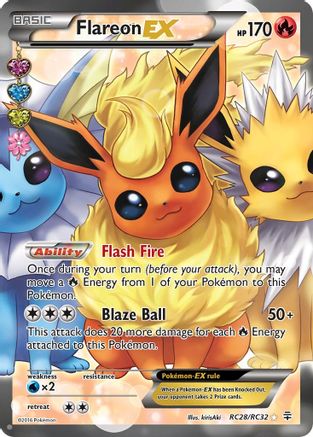 Flareon EX (Full Art) RC28/RC32 - Generations Radiant Collection Holofoil - Ultra Rare