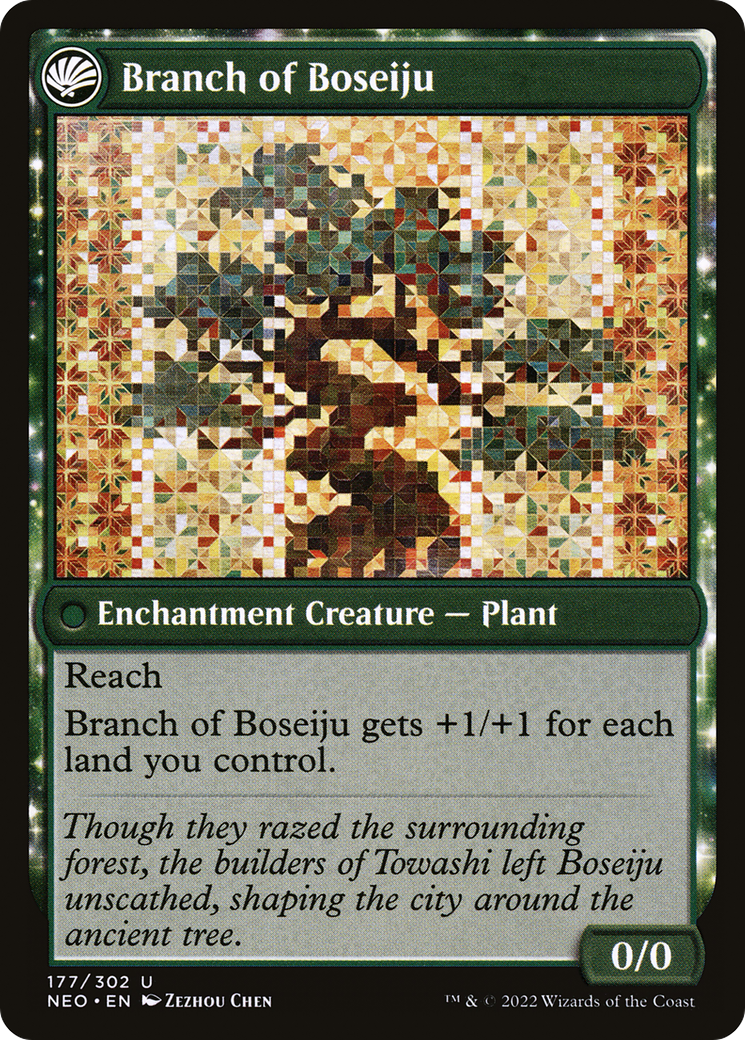 Boseiju Reaches Skyward // Branch of Boseiju (NEO-177) - Kamigawa: Neon Dynasty: (fandfc) Foil