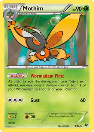 Mothim 004 - XY  Fates Collide Normal - Rare