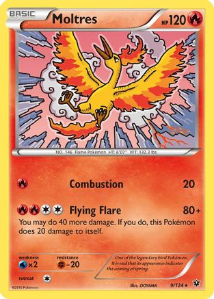 Moltres 009/124 - XY  Fates Collide Reverse Holofoil - Rare