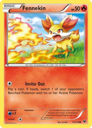 Fennekin (11) 011/124 - XY  Fates Collide Reverse Holofoil - Common