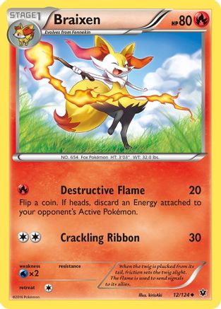 Braixen 012/124 - XY  Fates Collide Normal - Uncommon