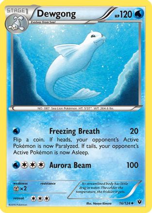 Dewgong 016/124 - XY  Fates Collide Reverse Holofoil - Uncommon