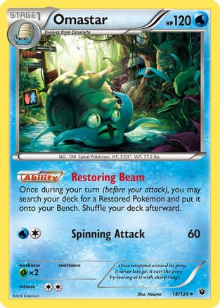 Omastar 018/124 - XY  Fates Collide Reverse Holofoil - Rare
