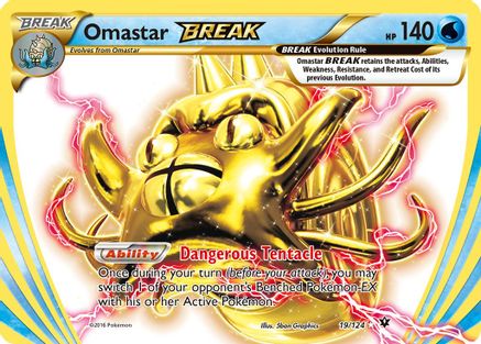 Omastar BREAK 019/124 - XY  Fates Collide Holofoil - Rare BREAK