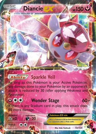 Diancie EX 072/124 - XY  Fates Collide Holofoil - Ultra Rare