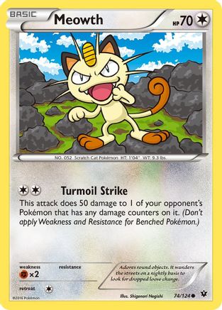 Meowth (74/124) - XY  Fates Collide Reverse Holofoil - Common