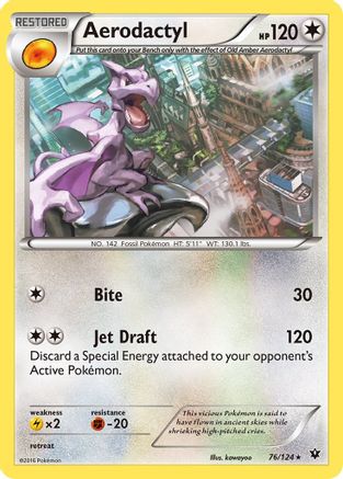 Aerodactyl 076/124 - XY  Fates Collide Reverse Holofoil - Rare