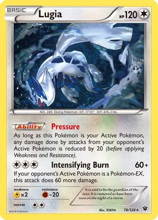 Lugia 078/124 - XY  Fates Collide Reverse Holofoil - Rare