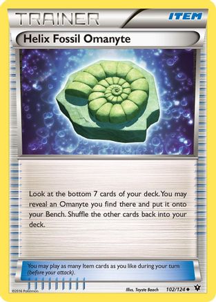 Helix Fossil Omanyte 102/124 - XY  Fates Collide Reverse Holofoil - Uncommon