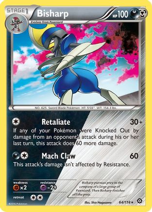 Bisharp 064/114 - XY  Steam Siege Reverse Holofoil - Holo Rare