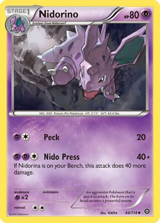 Nidorino 044/114 - XY  Steam Siege Reverse Holofoil - Uncommon