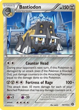 Bastiodon 070/114 - XY  Steam Siege Reverse Holofoil - Rare