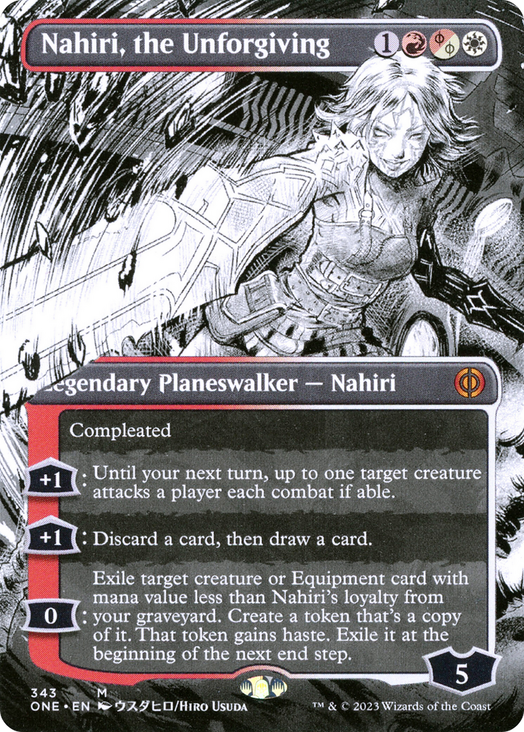 Nahiri, the Unforgiving (Borderless) (ONE-343) - Phyrexia: All Will Be One: (Showcase) (Borderless)