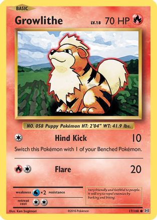 Growlithe 017/108 - XY  Evolutions Reverse Holofoil - Common
