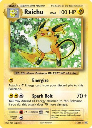 Raichu - 036/108 - XY  Evolutions Reverse Holofoil