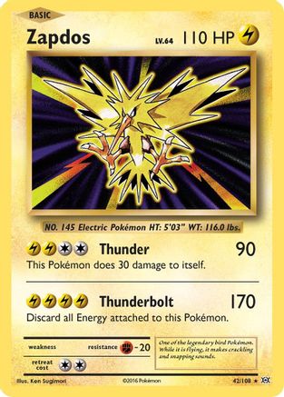 Zapdos 042/108 - XY  Evolutions Holofoil - Holo Rare