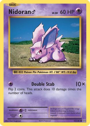 Nidoran M 043/108 - XY  Evolutions Reverse Holofoil - Common
