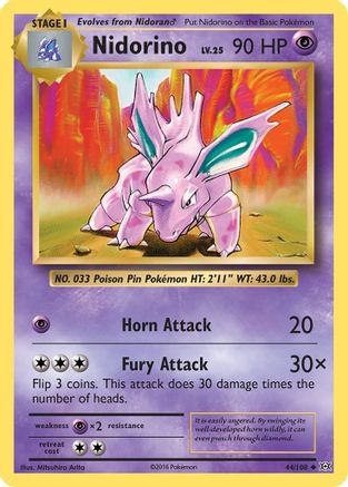 Nidorino 044/108 - XY  Evolutions Reverse Holofoil - Uncommon