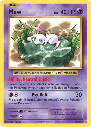 Mew (53/108) - XY  Evolutions Holofoil - Holo Rare