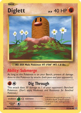Diglett 055/108 - XY  Evolutions Reverse Holofoil - Common